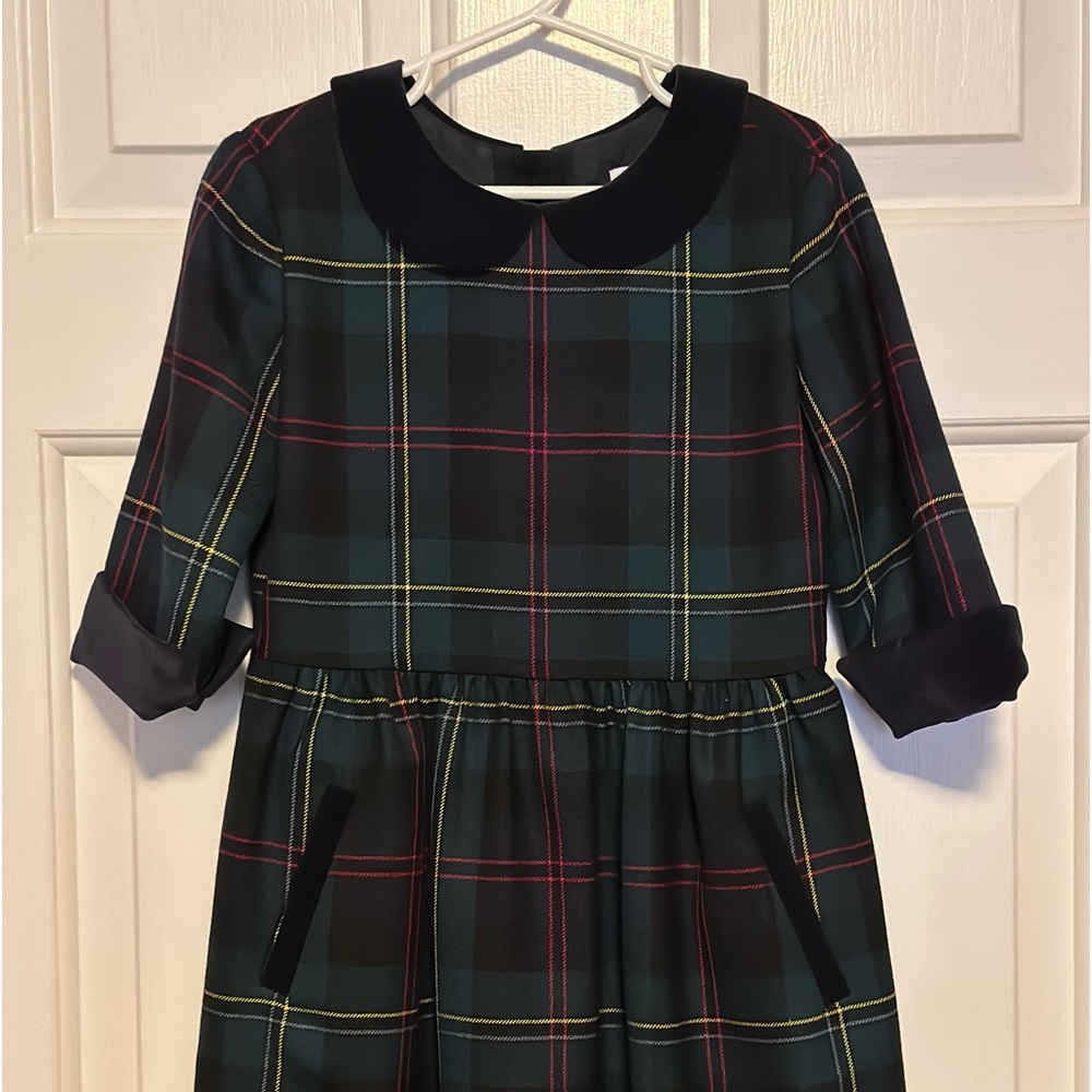 Brooks Brothers Plaid Tartan Dress with velvet collar and pocket trim size 5